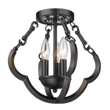 Golden 5926-SF12 BLK - Wry Lighting Saxon 3-light Semi-Flush Mount in Matte Black